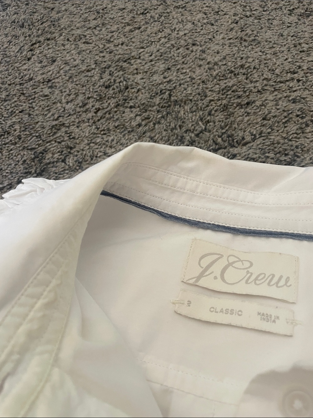 J. Crew White Ruffle Collar Button-Up Shirt - Picture 7 of 9